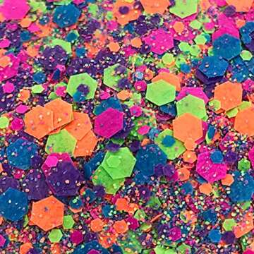 Neon Rainbow Biodegradable Chunky Glitter for Festivals