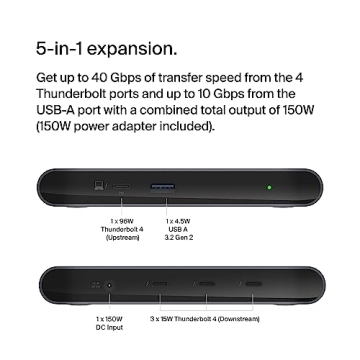 Belkin 5-in-1 Thunderbolt Hub with High-Speed Connectivity and Power