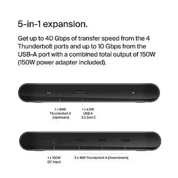 Belkin 5-in-1 Thunderbolt Hub with High-Speed Connectivity and Power