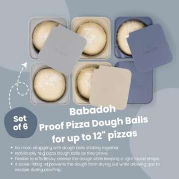 Babadoh Pizza Dough Proofing Silicone Containers with Lids | Pizza Making Accessories | Set of 6 | M...