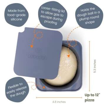 Babadoh Pizza Dough Proofing Silicone Containers with Lids | Pizza Making Accessories | Set of 6 | Multi Blue (2 Dough, 2 Smoke, 2 Steel) | Original Size (make 12" Pizzas)