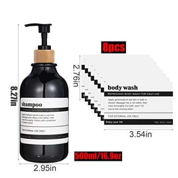 Shampoo and Conditioner Dispenser with Bamboo Pump, 3 Pack Shampoo Conditioner Body Wash Dispensers,...