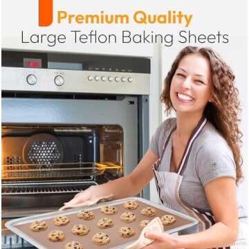 Teflon Sheets for Heat Press and Baking - Reusable PTFE Oven Liners, Premium Teflon Sheet for Baking...