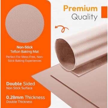 Teflon Sheets for Heat Press and Baking - Reusable PTFE Oven Liners, Premium Teflon Sheet for Baking - Heat Resistant Range Mat - Food Safe, BPA & PFOA Free - Large 16" x 20” (3-Pack)