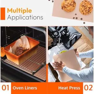 Teflon Sheets for Heat Press and Baking - Reusable PTFE Oven Liners, Premium Teflon Sheet for Baking - Heat Resistant Range Mat - Food Safe, BPA & PFOA Free - Large 16" x 20” (3-Pack)