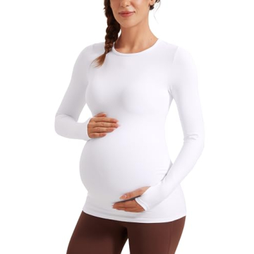 CRZ YOGA Butterluxe Long Sleeve Maternity Top - Ultra Soft & Stretchy Design for Pregnant Women