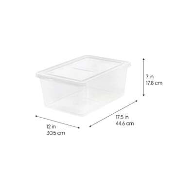 IRIS USA 17 Qt Clear Storage Box, BPA-Free Plastic Stackable Bin with Lid, Containers to Organize Sh...