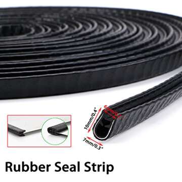 Sumnacon Car Door Edge Guards - Flexible Rubber Edge Trim for Protecting Edges of Cars, Boats, Vehicles & Metal Glass Equipment, Durable and Removable Protector Guard Seal Strips (13 Ft Black)