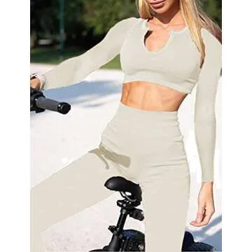 Hwnovdy Yoga Activewear Seamless Crop Tops Leggings Set