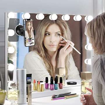 Mippko Mirror & Bathroom Phone Holder Suction Cup Mount, 2.75 inch Suction Base for Glass/Wall/Metal/Plastic, Compatible with 3.5~7.5 inch iPhone/Nexus/HTC/Smart Phone