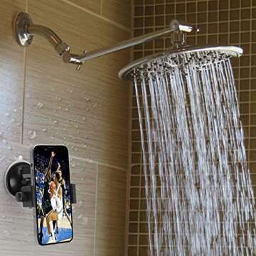 Mippko Mirror & Bathroom Phone Holder Suction Cup Mount, 2.75 inch Suction Base for Glass/Wall/Metal/Plastic, Compatible with 3.5~7.5 inch iPhone/Nexus/HTC/Smart Phone