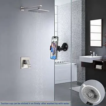 Mippko Mirror & Bathroom Phone Holder Suction Cup Mount, 2.75 inch Suction Base for Glass/Wall/Metal/Plastic, Compatible with 3.5~7.5 inch iPhone/Nexus/HTC/Smart Phone