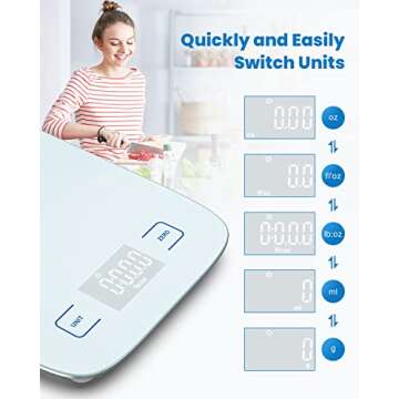 RENPHO Nutrition Food Scale, Digital Ounces and Grams, Bluetooth Smart Kitchen Scale with APP for Meal Prep Baking Coffee Making, LED Display Waterproof Panel,22lb/10kg