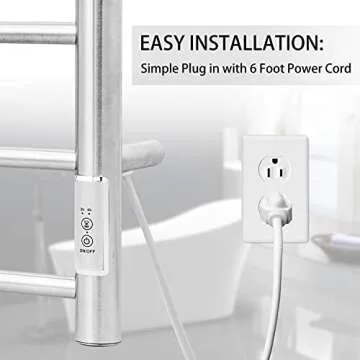 KEG Towel Warmer Wall Mounted with Built-in Timer 12 Bars Electric Stainless Steel Heated Towel Racks for Bathroom, Hot Plug-in Bath Towel Heater Brushed Nickel