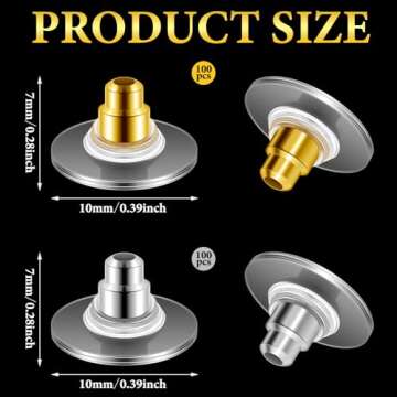 200 Pcs Earring Backs for Droopy Ears Backs Replacements Earring Backs for Heavy Bullet Clutch(Silve...