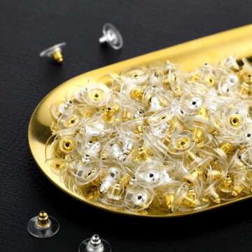 200 Pcs Earring Backs for Droopy Ears Backs Replacements Earring Backs for Heavy Bullet Clutch(Silver and Gold)