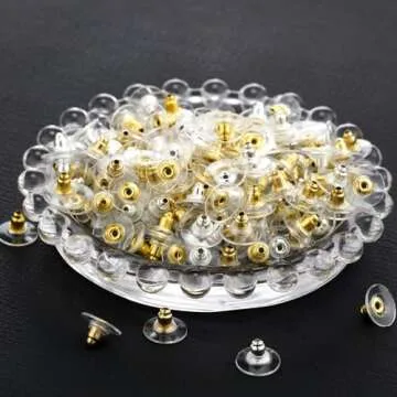 200 Pcs Earring Backs for Droopy Ears Backs Replacements Earring Backs for Heavy Bullet Clutch(Silver and Gold)
