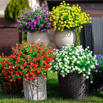 AXYLEX Artificial Flowers - 12 Bundles Faux Plants Outdoor
