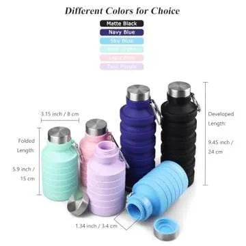 Nefeeko Collapsible Water Bottle, 27oz Reuseable BPA Free Silicone Foldable Water Bottles for Travel Gym Camping Hiking, Portable Leak Proof Sports Water Bottle with Carabiner