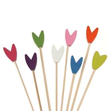 BambooMN 5.9" Decorative Bamboo Tulip Cocktails Hors D'oeuvres Fruit Sandwich Skewers Picks for Cate...