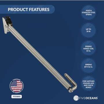 Five Oceans 10-Inch 316 Stainless Steel Hatch Lid Support Spring Holder - FO3805