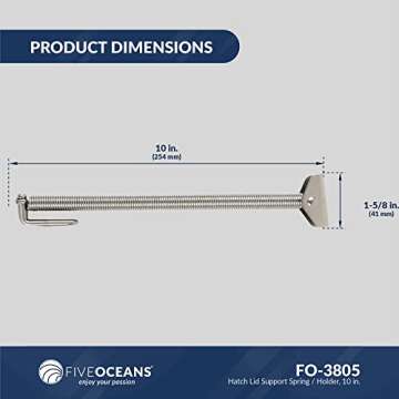 Five Oceans 10-Inch 316 Stainless Steel Hatch Lid Support Spring Holder - FO3805