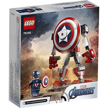 LEGO Marvel Avengers Classic Captain America Mech Armor 76168 Collectible Captain America Shield Bui...