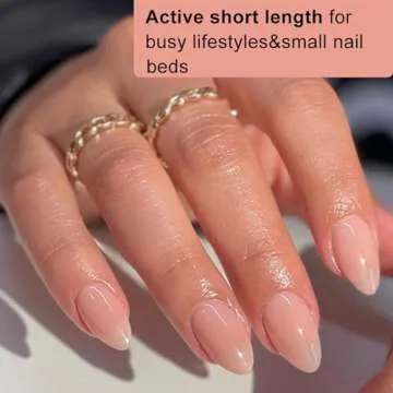 Extra Short Almond Nail Tips, SINOKAME No File Gel Nail Tips with Tip Primer Cover, for Tiny Petite ...