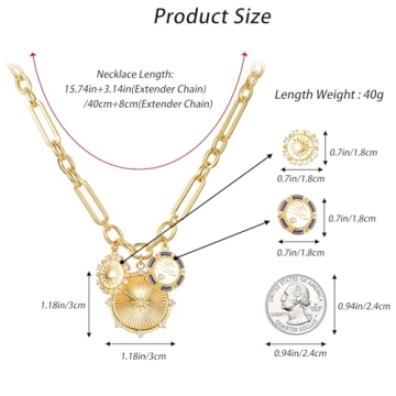 HETICA Stylish Gold Necklace for Women With Unique Charms