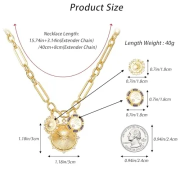 HETICA Stylish Gold Necklace for Women With Unique Charms