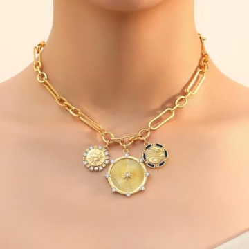 HETICA Stylish Gold Necklace for Women With Unique Charms