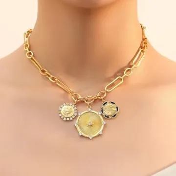 HETICA Stylish Gold Necklace for Women With Unique Charms