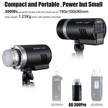 GODOX AD300Pro Outdoor Flash Strobe Monolight, 300Ws 2.4G TTL HSS 1/8000s Portable Flash Speedlight ...