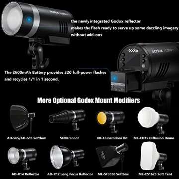 GODOX AD300Pro Outdoor Flash Strobe Monolight, 300Ws 2.4G TTL HSS 1/8000s Portable Flash Speedlight with Bi-Color Modeling Lamp and Recharagable Lithium Battery for Photography Outdoor Shooting