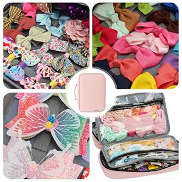 MICOM Hair Accessories Storage Bag For Baby Girls, Hair Bow Organizer, Multifunctional Hair Accessories Storage Carrying Case for Display Hair Clips, Headbands, Scrunchies, Travelling Storage Bag