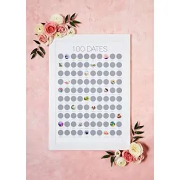 TBD 100 Dates Scratch Off Poster - Date Night Bucketlist, Anniversary for Couples, Date Night Ideas,...