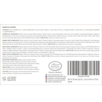 Home Spa Gift Basket, Bath Spa Kit for Women, with Body Lotion, Shower Gel, Bubble Bath, Body Scrub, Bath Salt, Bath Bomb, Bath Gift Set for Mother, Wife Her, with Magnolia and Jasmine Scent