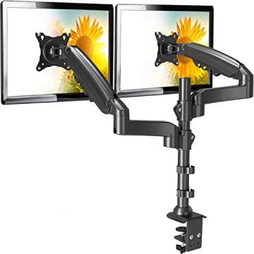 ErGear Dual Monitor Stand, Monitor Desk Mount, Each Monitor Arm Supports Most 17 to 32 inch Monitors up to 19.84lbs, Height Adjustable Monitor Mount with Clamp and Grommet, Max VESA 100x100mm, EGDS3