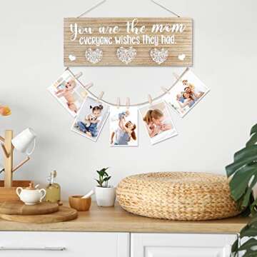 AKEROCK Mom Picture Frames, Christmas Gifts for Mom from Daughter and Son, Unique Xmas Mom Gifts - Mothers Day Birthday Thanksgiving Christmas Mother Gifts Ideas (Wood)