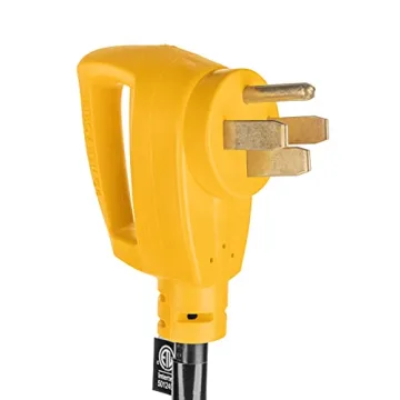 Camco PowerGrip 25-Foot 50-Amp RV Extension Cord | Features a 50-Amp Standard Male Connector, a 50-Amp Locking Female Connector, and is Rated for 125/250 Volts/12500 Watts (55542)