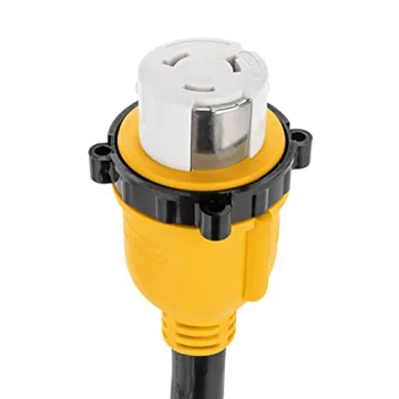 Camco PowerGrip 25-Foot 50-Amp RV Extension Cord | Features a 50-Amp Standard Male Connector, a 50-Amp Locking Female Connector, and is Rated for 125/250 Volts/12500 Watts (55542)