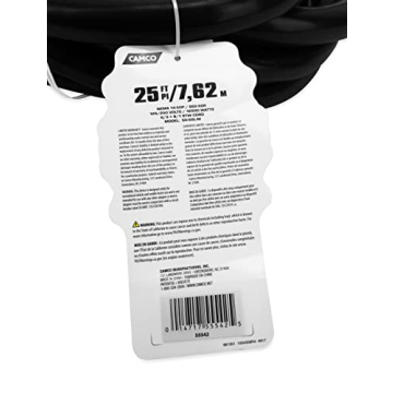Camco PowerGrip 25-Foot 50-Amp RV Extension Cord | Features a 50-Amp Standard Male Connector, a 50-Amp Locking Female Connector, and is Rated for 125/250 Volts/12500 Watts (55542)