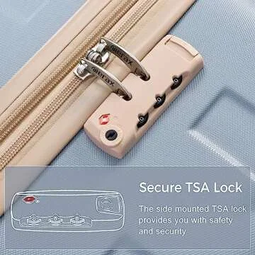 Merax 3 Piece Expandable ABS Hardshell Luggage Sets Spinner Wheel Suitcase TSA Lock Suit Case, New Light Blue, 20/24/28 Inch