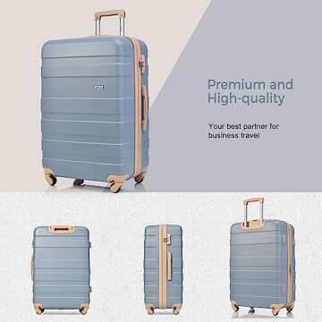 Merax 3 Piece Expandable ABS Hardshell Luggage Sets Spinner Wheel Suitcase TSA Lock Suit Case, New Light Blue, 20/24/28 Inch