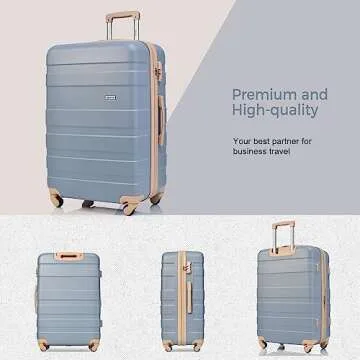 Merax 3 Piece Expandable ABS Hardshell Luggage Sets Spinner Wheel Suitcase TSA Lock Suit Case, New Light Blue, 20/24/28 Inch