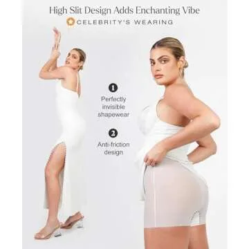 Popilush Shapewear Lace Satin Maxi Dress for Women