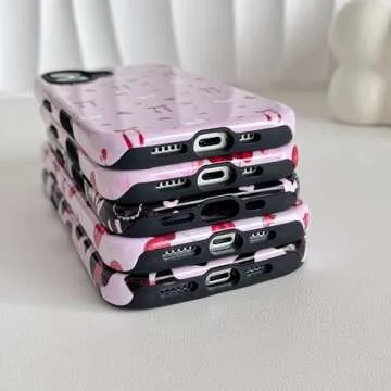 DEFBSC Cute Pink Bow Cherry Print Case for iPhone 16 Plus