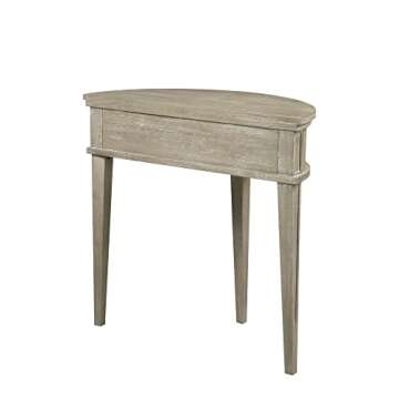 MARTHA STEWART Crestview Hall Console Table for Entryway with Storage, Solid Rubber Wood Frame, Vintage Demilune Shape, Bronze Knobs, Farmhouse, Accent Living Room Furniture Décor - Reclaimed Greige