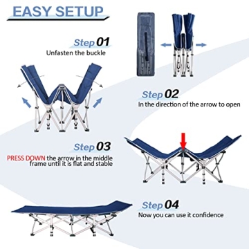 GETOVIN Camping Cot Thick Pad 450LBS Max Comfortable Portable