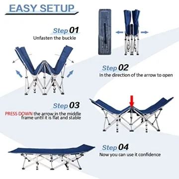 GETOVIN Camping Cot Thick Pad 450LBS Max Comfortable Portable